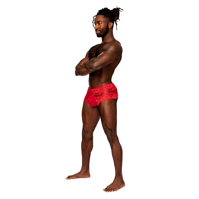 Male Power Sassy Lace Mini Short Sheer Pouch Red L Male Power Male Sex Toys Male Power Sassy Lace Mini Short Sheer Pouch Red L Male Power Male Sex Toys