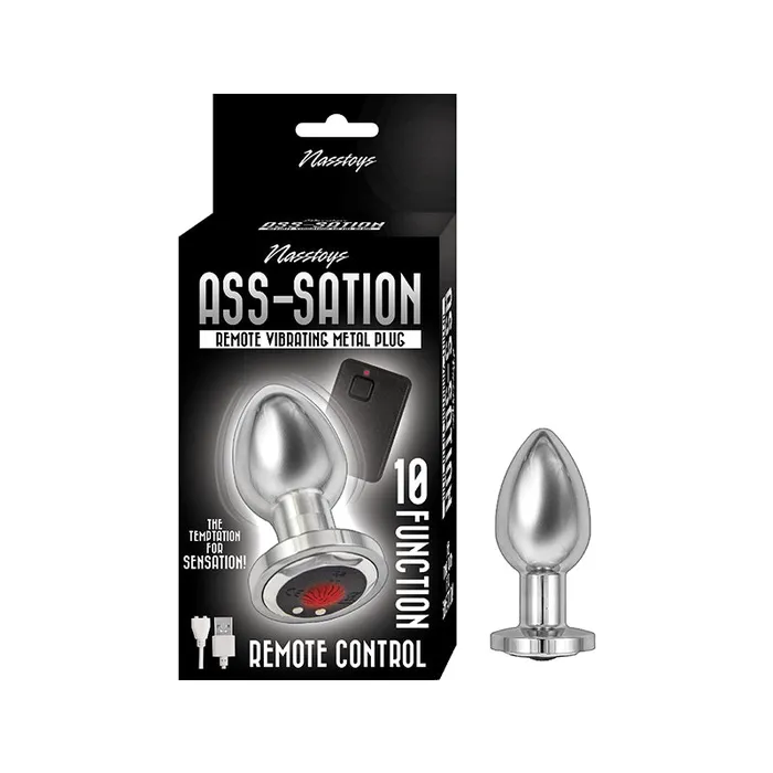 Nasstoys Anal AssSation Remote Vibrating Metal Plug Silver