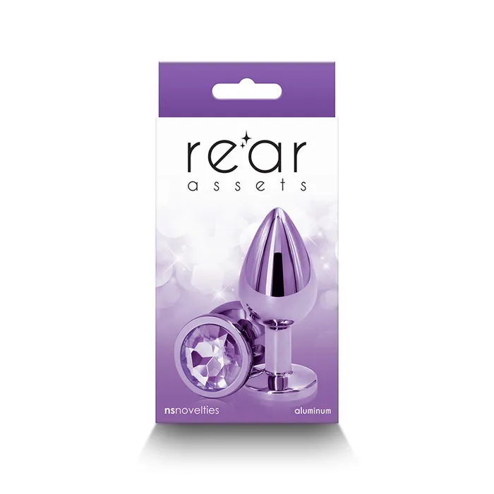 Rear Assets Metal Anal Plug Medium Purple New Sensations Novelties Inc Anal