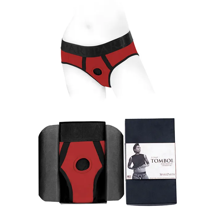 SpareParts Hardware Anal SpareParts Tomboi Nylon Briefs Harness RedBlack Size XS