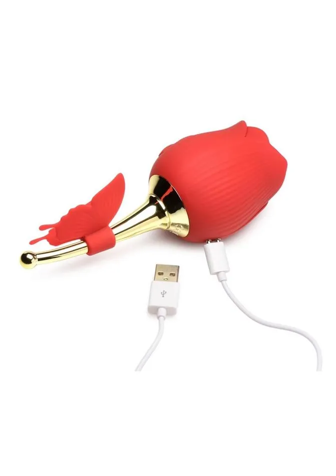 Bloomgasm Female Sex Toys Inmi Bloomgasm Flutter Rose Rechargeable Silicone Sucking Rose with Butterfly Teaser