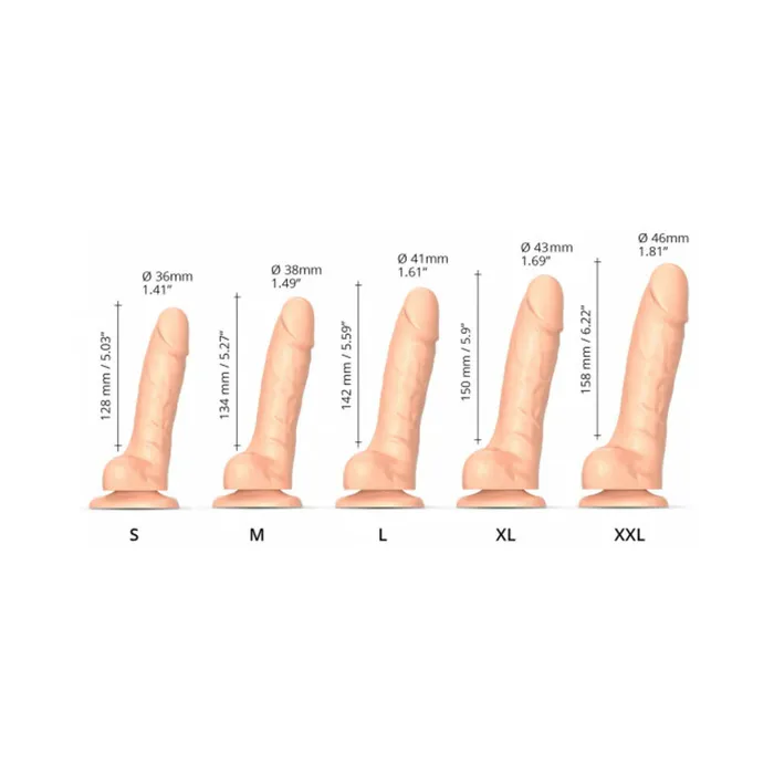 Female Sex Toys Lovely Planet USA StrapOnMe Realistic Collection Sliding Skin DualDensity Silicone Dildo Vanilla
