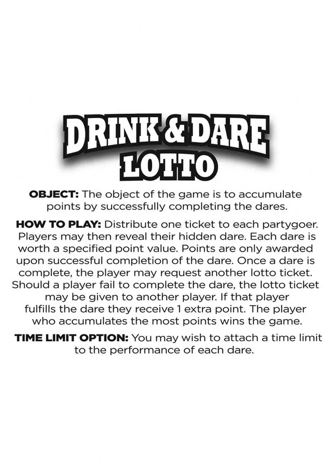 Games Gliterati Bachelorette Drink and Dare Lotto Game Adult Party and Games