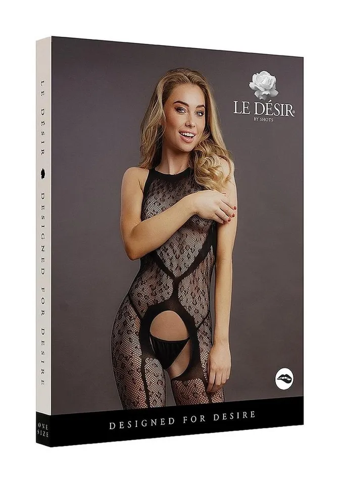 Le Desir Bodystockings Playsuits Le Desir Crotchless Leopard Bodystocking