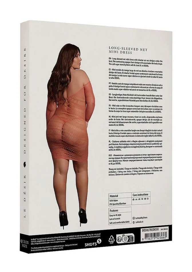 Le Desir Long Sleeved Net Mini Dress Queen Sunset Glow Le Desir Female Sex Toys