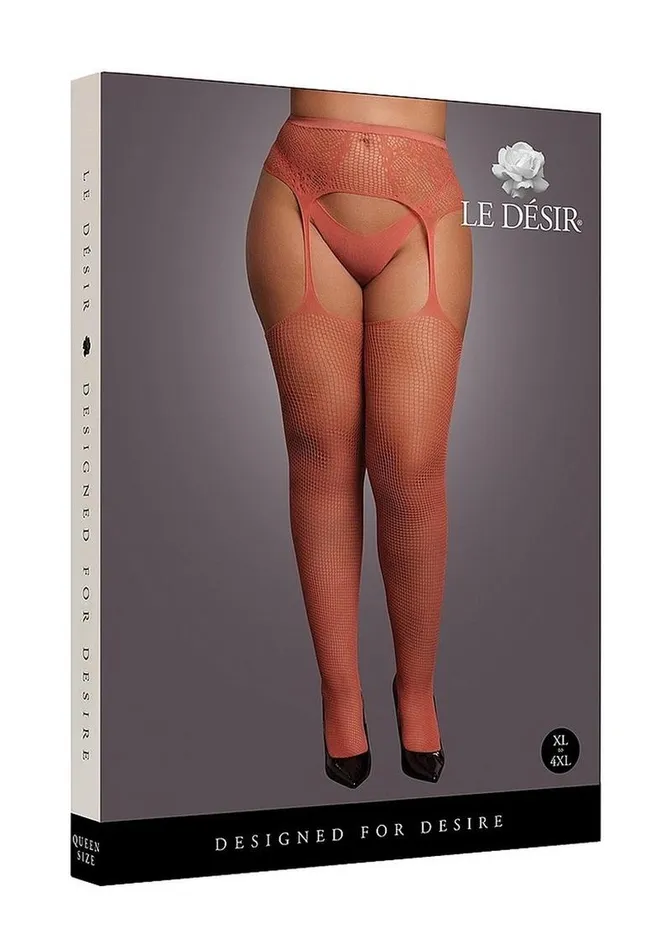 Le Desir Vibrators Le Desir Fishnet and Lace Garterbelt Stocking Queen Sunset Glow Le Desir Vibrators Le Desir Fishnet and Lace Garterbelt Stocking Queen Sunset Glow