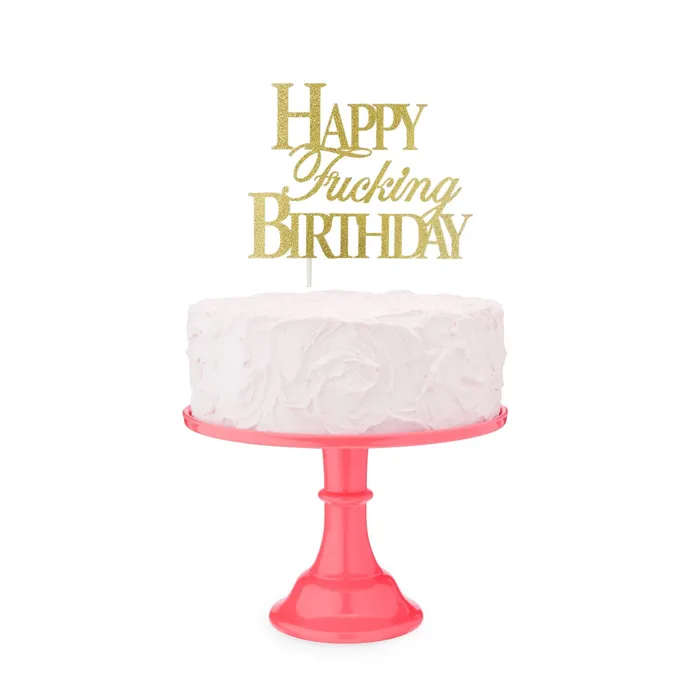 Little Genie Vibrators Little Genie Happy Fucking Birthday Cake Topper Gold