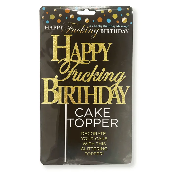 Little Genie Vibrators Little Genie Happy Fucking Birthday Cake Topper Gold