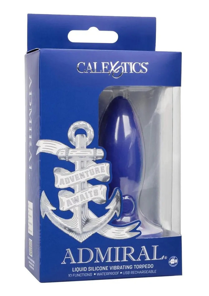 Male Sex Toys Admiral Liquid Silicone Vibrating Torpedo Rechargeable Anal Probe Admiral