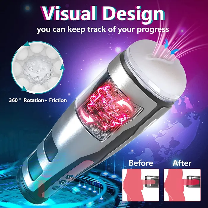 Male Sex Toys Earlypeach Automatic Masturbation Cup with Led Display Screen 10 Thrusts Rotations