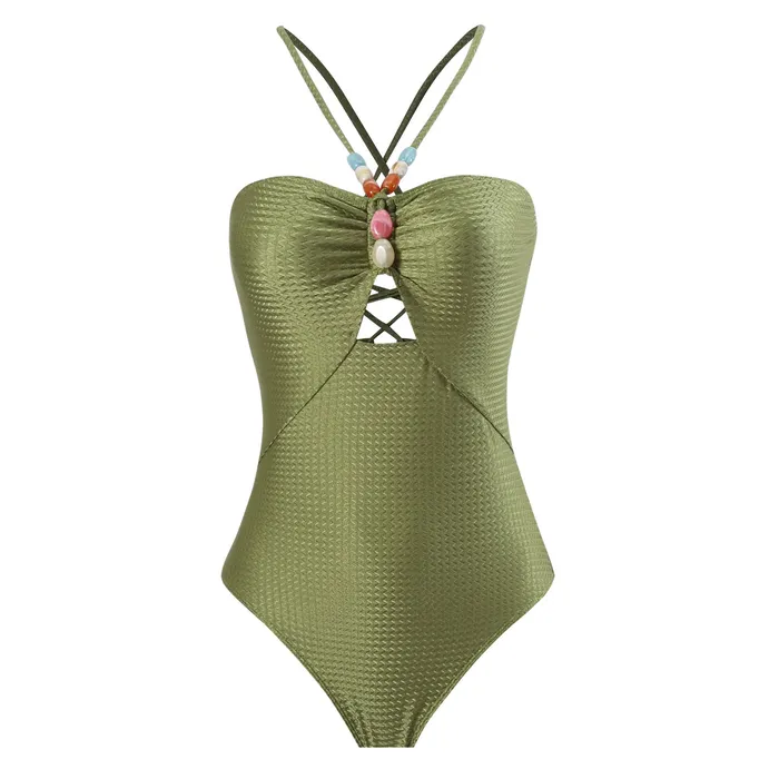 Male Sex Toys Sinderella Monokini Back Tieup Solid Color Swimsuit with Floral Sarong By Sinderella
