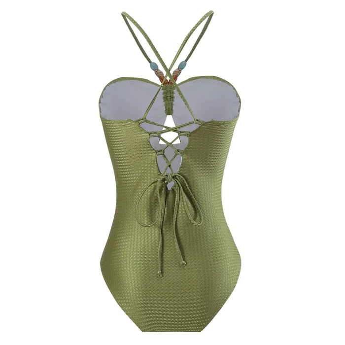 Male Sex Toys Sinderella Monokini Back Tieup Solid Color Swimsuit with Floral Sarong By Sinderella