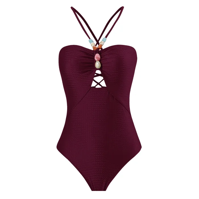 Male Sex Toys Sinderella Monokini Back Tieup Solid Color Swimsuit with Floral Sarong By Sinderella