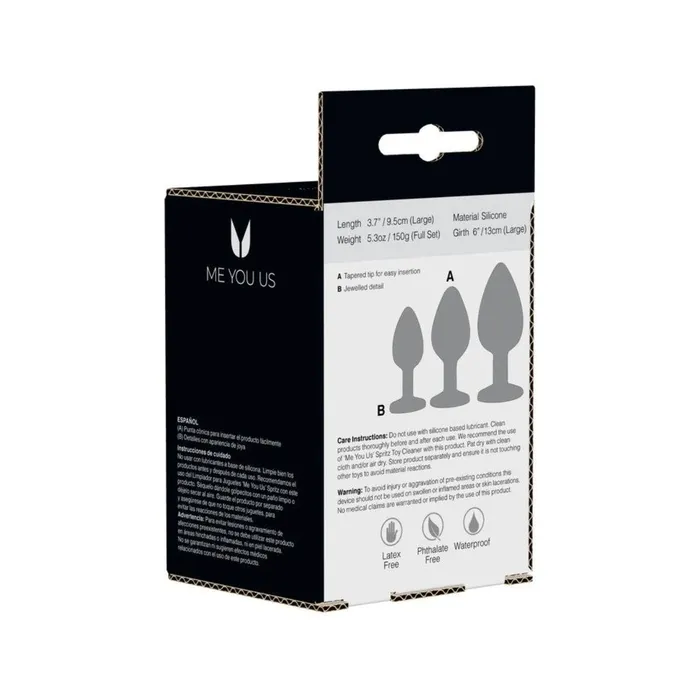 Me You Us Trio Of Jewels Jewelled Butt Plug Set Black Me You Us Anal