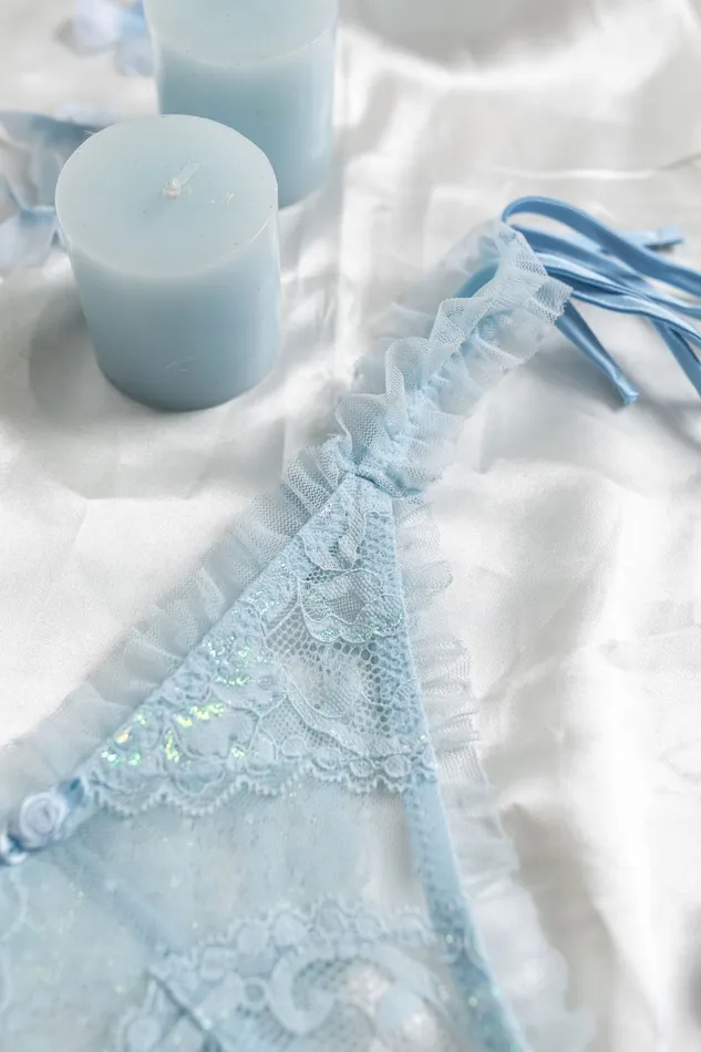 Mentionables Male Sex Toys Lacy Ruffle Thong Iridescent Daydream