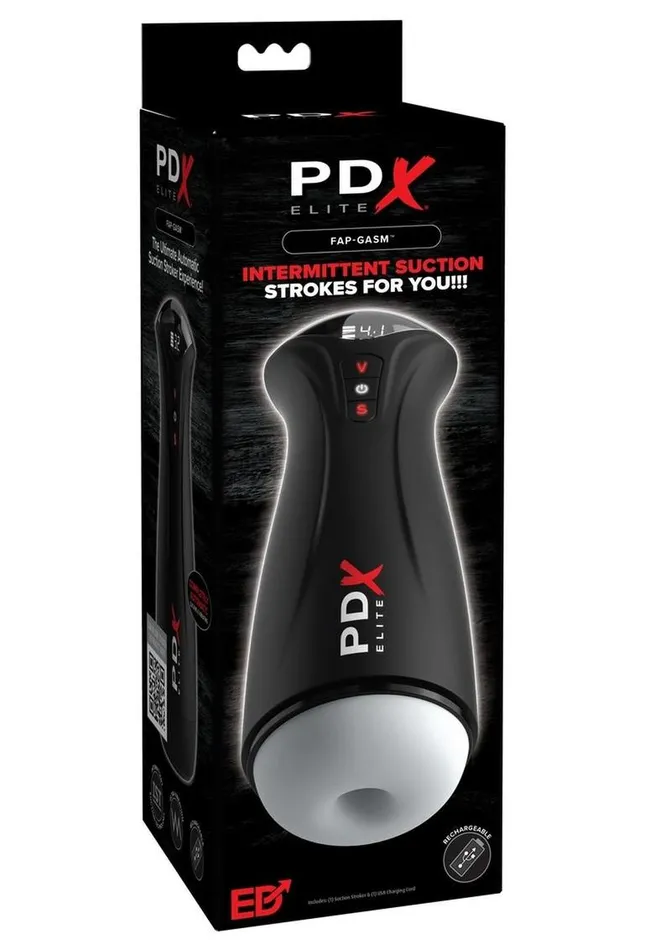 PDX Elite Pdx Elite FapGasm Rechargeable Male Masturbator BlackFrosted Male Sex Toys