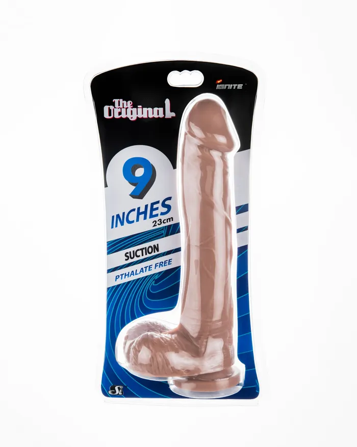 Si20617 9in COCK WBALLS WSUCTIONCARAMEL SI Novelties Dildos