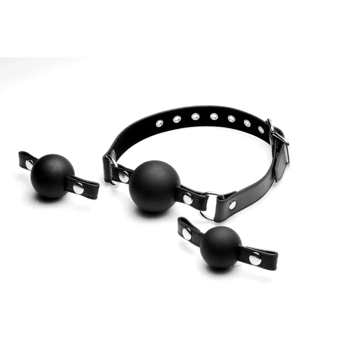 Strict Anal Strict Interchangeable Silicone Ball Gag Set Black