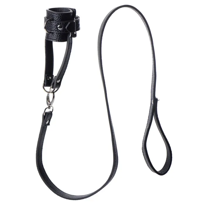 Strict Ball Stretcher With Leash Black Strict Male Sex Toys