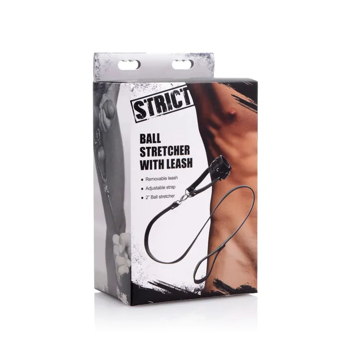 Strict Ball Stretcher With Leash Black Strict Male Sex Toys Strict Ball Stretcher With Leash Black Strict Male Sex Toys