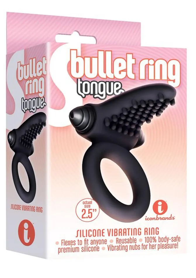 THE 9S The 9s SBullet Ring Tongue Silicone Vibrating Cock Ring Male Sex Toys