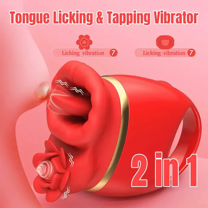 Vibrators Rose Tongue Licking Handheld Vibrator Inyarose