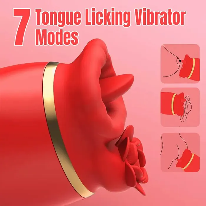 Vibrators Rose Tongue Licking Handheld Vibrator Inyarose