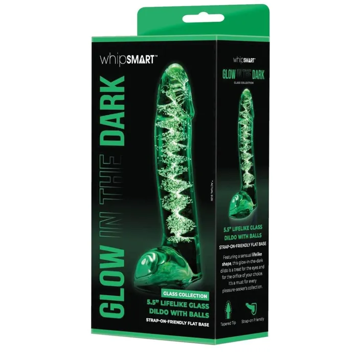 Whipsmart Glow In The Dark Glass Dildo With Balls 55 Inch Whipsmart Dildos