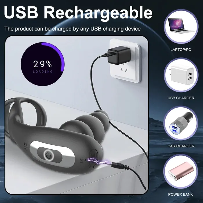 xbelo Male Sex Toys 360 Rotate Thrusting Vibrating Prostate Massager Cock Ring with Rasied Dots