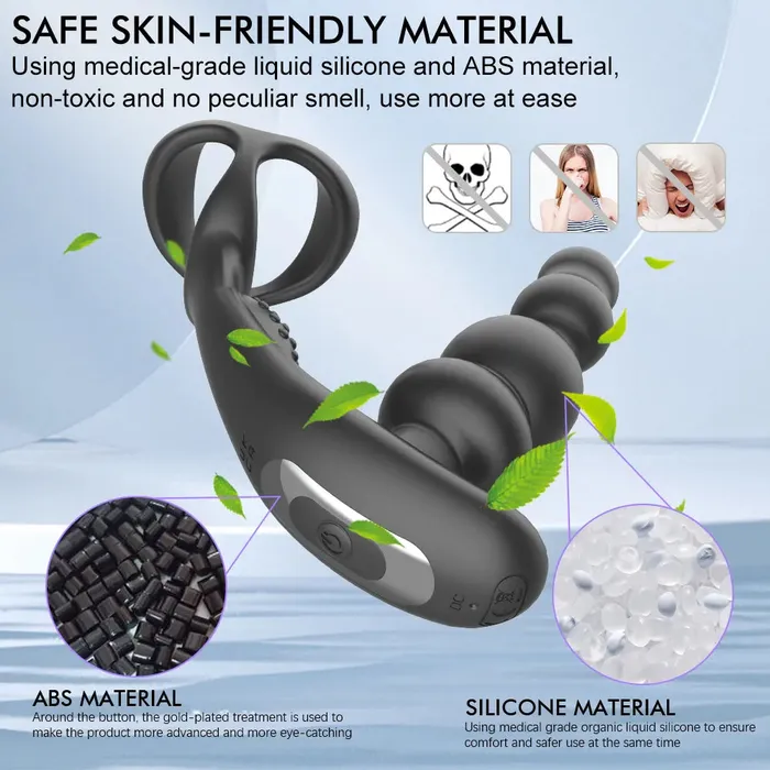 xbelo Male Sex Toys 360 Rotate Thrusting Vibrating Prostate Massager Cock Ring with Rasied Dots