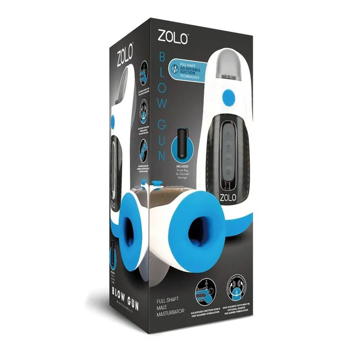 Zolo Blow Gun Full Shaft Masturbator White Blue Zolo Male Sex Toys