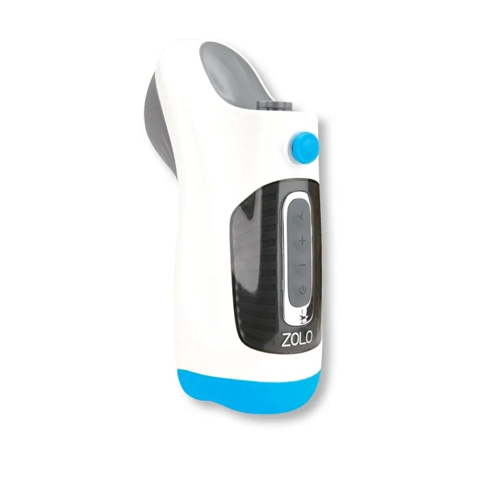 Zolo Blow Gun Full Shaft Masturbator White Blue Zolo Male Sex Toys