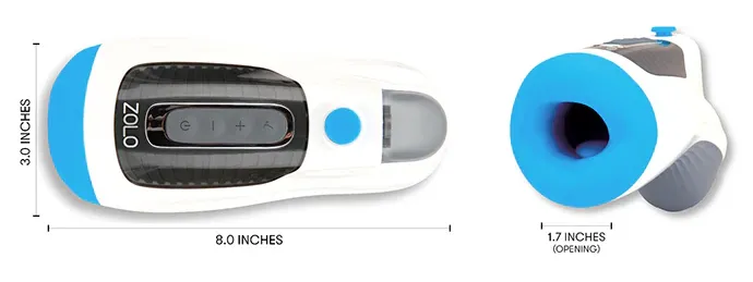 Zolo Blow Gun Full Shaft Masturbator White Blue Zolo Male Sex Toys