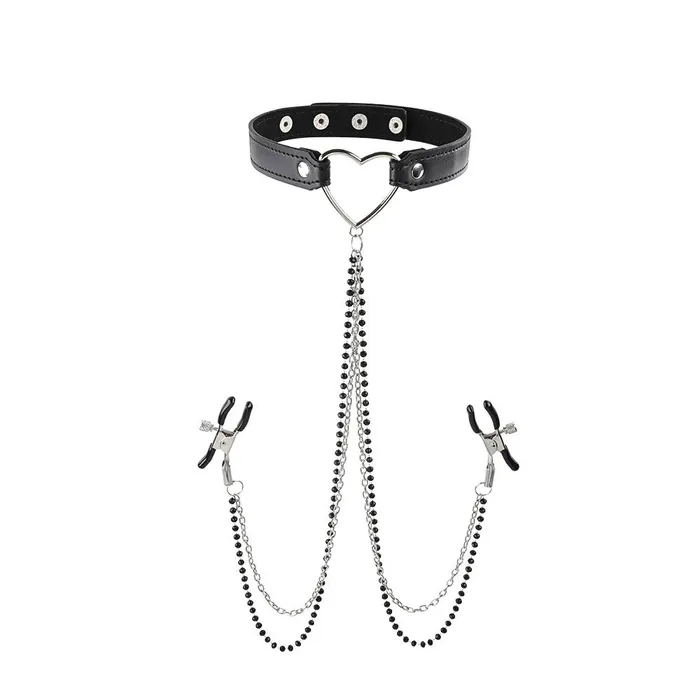 Amor Collar With Nipple Clamps Black Sportsheets Female Sex Toys