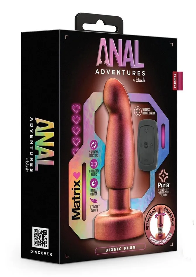 Anal Adventures Male Sex Toys Anal Adventures Matrix Bionic Plug Rechargeable Silicone Anal Plug with Remote Cosmic