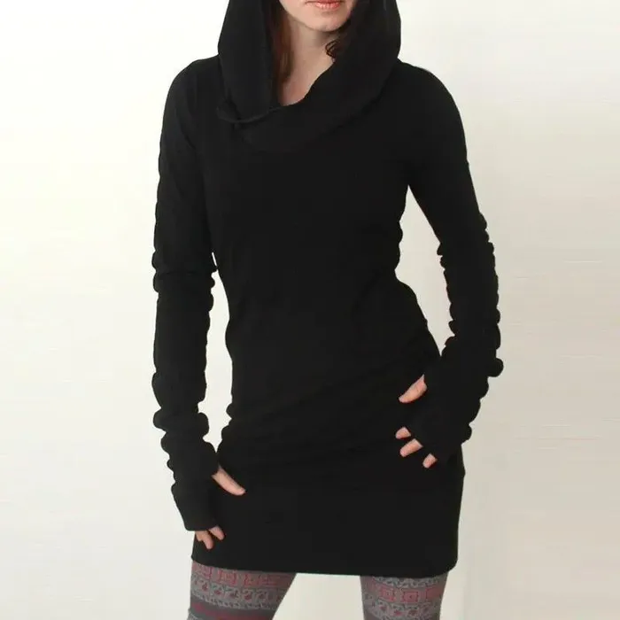 Black Novelty Hoodies Dress Women Autumn Winter Gothic Dresses Hole Long Sleeve Loose Hoodies Mini Dress cj Anal Black Novelty Hoodies Dress Women Autumn Winter Gothic Dresses Hole Long Sleeve Loose Hoodies Mini Dress cj Anal