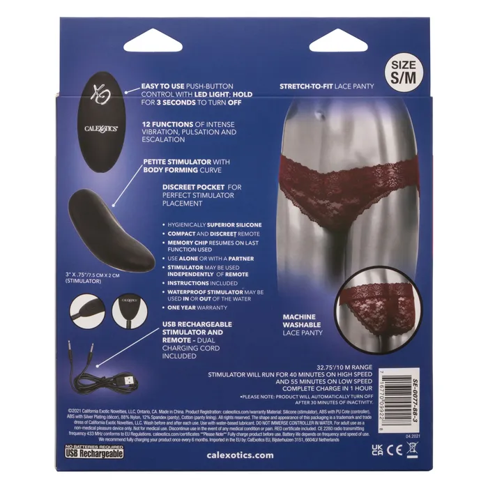 Female Sex Toys CalExotics Remote Control Lace Panty Set S M Burgundy Female Sex Toys CalExotics Remote Control Lace Panty Set S M Burgundy