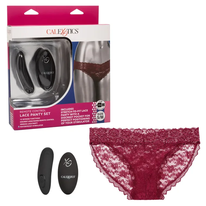Female Sex Toys CalExotics Remote Control Lace Panty Set S M Burgundy Female Sex Toys CalExotics Remote Control Lace Panty Set S M Burgundy