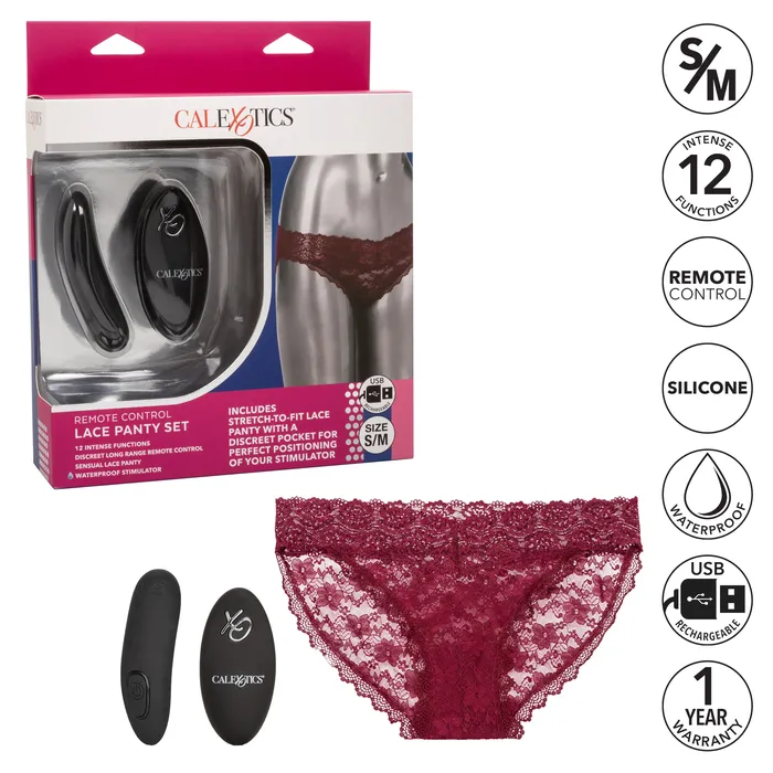 Female Sex Toys CalExotics Remote Control Lace Panty Set S M Burgundy Female Sex Toys CalExotics Remote Control Lace Panty Set S M Burgundy