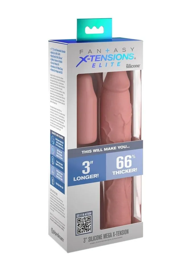 Male Sex Toys Fantasy XTensions Fantasy XTensions Elite Silicone 9in Sleeve with 3in Plug