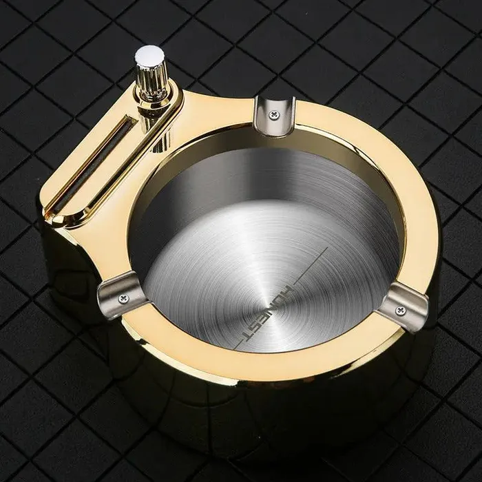 Male Sex Toys Large Cigarette Ashtray With Permanent Match Lighter Fancy Metal cj