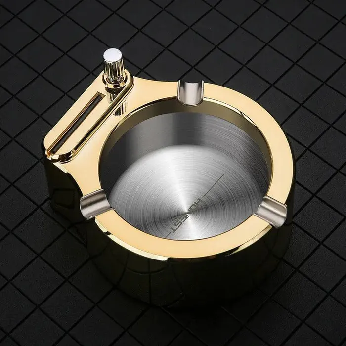 Male Sex Toys Large Cigarette Ashtray With Permanent Match Lighter Fancy Metal cj