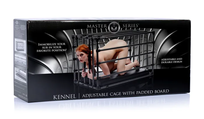 Male Sex Toys XR Brands Master Series Kennel Adjustable Cage With Padded Board