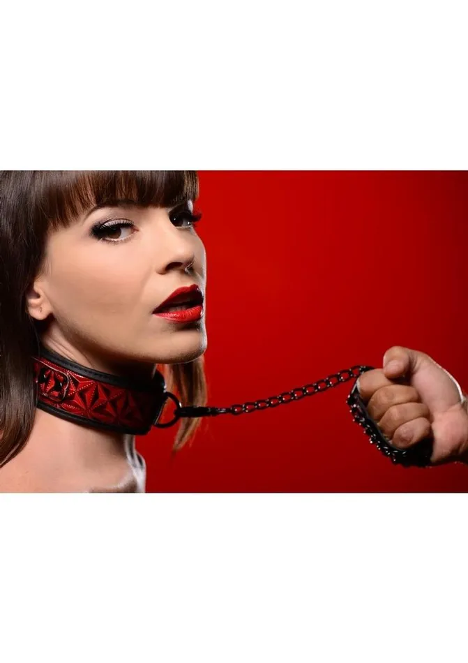 Master Series Crimson Tied Master Series Crimson Tied Chained Collar with Leash Male Sex Toys