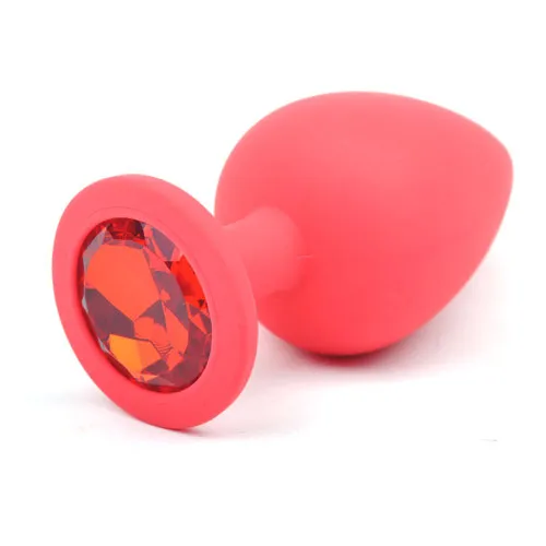 Red Silicone Anal Plug Large w Red Diamond The Toolshed AU Male Sex Toys