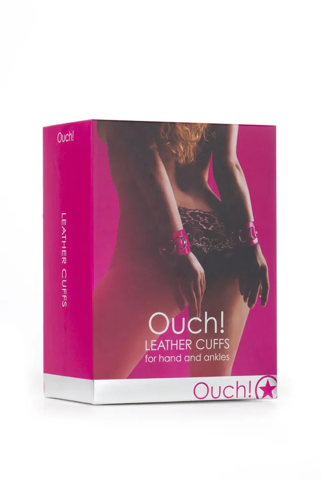 Restraints Shots Ouch Leather Cuffs for Hands and Ankles Pink