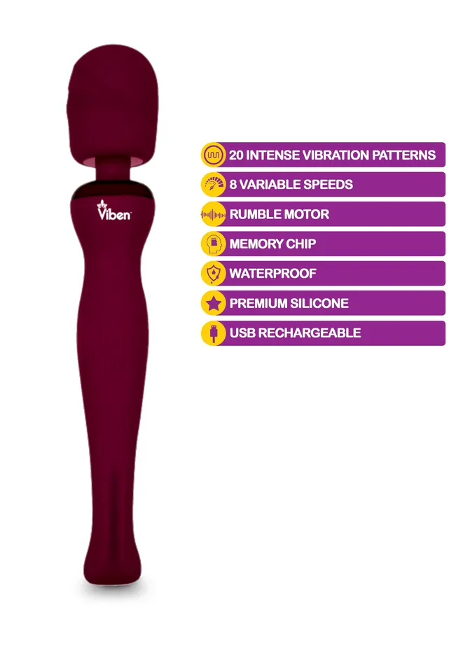 Viben Vibrators Sultry Ruby Intense Handheld Wand Massager Viben Vibrators Sultry Ruby Intense Handheld Wand Massager