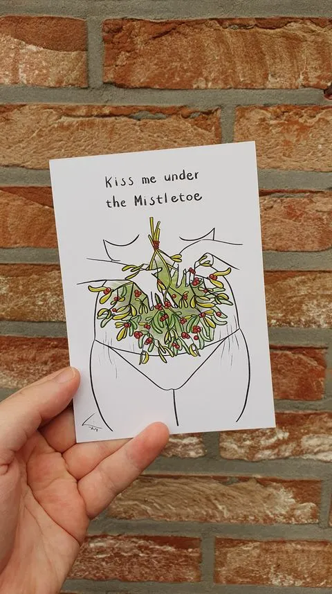 Vibrators Art by Vaula Mistletoe Card