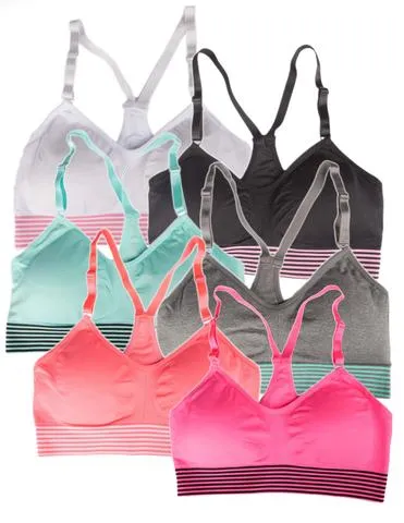 6 Pack Racerback Low Impact Sports Bras Sunset Intimates Enhancers
