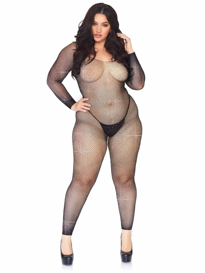 Bodystockings Playsuits Leg Avenue Crystalized Seamless Fishnet Long Sleeved Bodystocking 1x2x Black Bodystockings Playsuits Leg Avenue Crystalized Seamless Fishnet Long Sleeved Bodystocking 1x2x Black